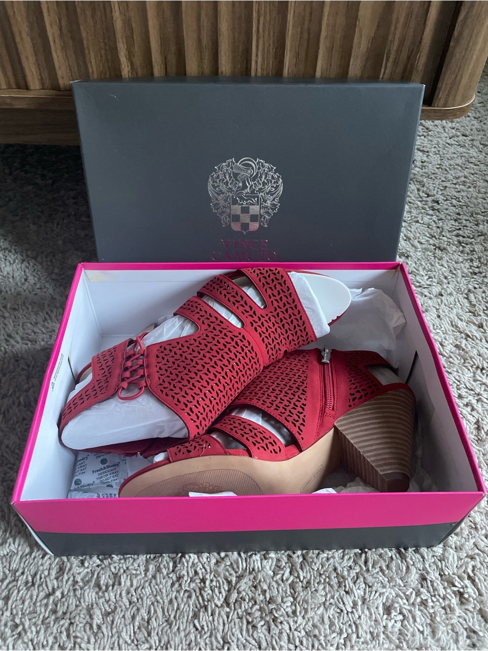 Vince Camuto Red Esten Wedge Heels size 10